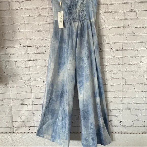 Petersyn Bruna Jumpsuit lace-up front strapless Grotto color Size Large